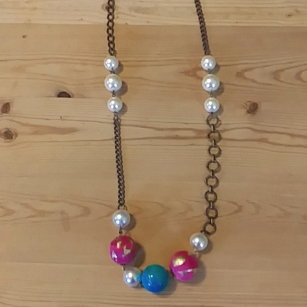 Hand- made 1 of a kind mixed media necklace